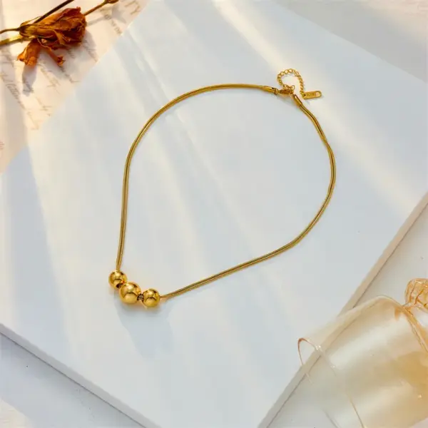 Wholesale Jewelry Basic Ball 304 Stainless Steel 18K Gold Plated Stainless Steel Necklaces