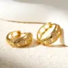 Wholesale Fashionable Geometric Heart Shaped Zircon Half Hollow Polished Copper Earrings Neutral Cute Style Women's Accessory Birthday Gift
