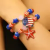 Wholesale Unisex Jewelry Set With Starfish Pattern, KC Golden Plated 0.03µm Finish, Artificial Rhinestones, Enamel, Beaded Chain