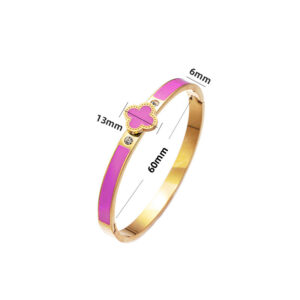 18k four-leaf clover bracelet-gold purple red