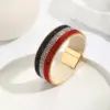 oly-1e2739a898ecb7ae1fc60f3cee85d012 Wholesale Ethnic Style Classic Style Circle American Flag Pu Leather Plating Inlay Rhinestones Women's Bangle