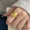 Wholesale Electroplated Brass Animal Ring For Women With Golden Plated Finish And Zircon Inlay
