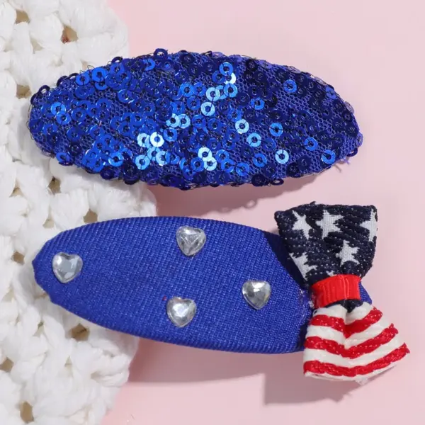 Wholesale American Independence Day Butterfly Decorative Hair Clip Girl Star Hair Accessory Shiny Highlight Rainbow