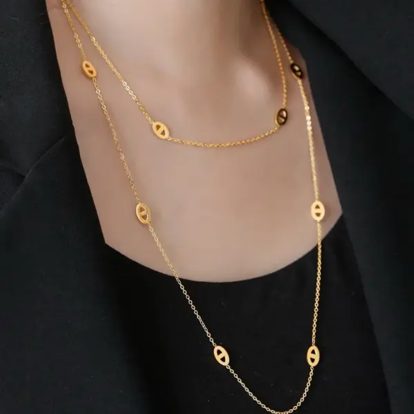 Wholesale Fashion Animal Titanium Steel Plating 18k Gold Plated Sweater Chain