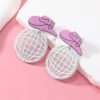 Wholesale Autumn and Winter Colorfulful Cute Versatile Women's Earrings Acrylic Western Cowboy Hat Tassel Earrings Jewelry