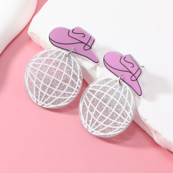 Wholesale Autumn and Winter Colorfulful Cute Versatile Women's Earrings Acrylic Western Cowboy Hat Tassel Earrings Jewelry
