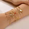 Wholesale PVD Coated 18K Gold Plated Round Heart Shape Flower 304 Stainless Steel Copper IG Style Korean Plating Bracelets
