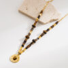 Wholesale Natural Tiger's Eye Necklace Niche Advanced Sense Maillard Style Necklace Geometric Retro Titanium Steel Clavicle Necklace