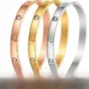 Wholesale Waves Inlay Bangle For Women In Steel Color Titanium Steel With Rhinestones