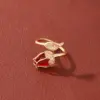 Wholesale Petal Open Ring For Women Featuring Natural Stone Inlay With 18K Real Gold Plated Copper And Water Plating Stone Texture