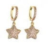 Wholesale Elegant Classic Style Star Copper Inlay Zircon Drop Earrings 1 Pair