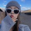 Wholesale Retro Sexy Cat-Eye Sunglasses for Women Gm White Frame High-End Glasses for Men Internet Celebrity Face-Showing Small Sunglasses