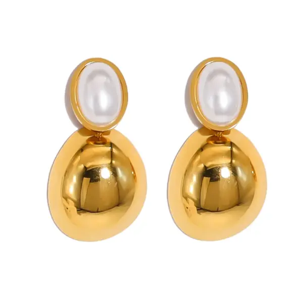 Wholesale Ion Plating (IP) 18K Gold Real Gold Plated Round Water Droplets Heart Shape 304 Stainless Steel Retro Vacation Simple Style Waterproof Non Tarnish Drop Earrings