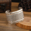 Wholesale Retro Ethnic Style Miao Silver Wide Edition Bracelet Carved Pattern Women's Bohemian Bracelet Xizang Bracelet Alien Accessories