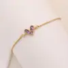 Wholesale Romantic Simple Style Heart Shape Copper Plating Inlay 18k Gold Plated Bracelets