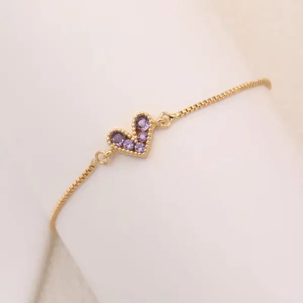 Wholesale Romantic Simple Style Heart Shape Copper Plating Inlay 18k Gold Plated Bracelets