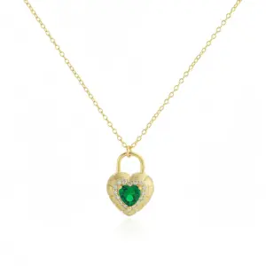 Wholesale Heart Shape Pendant Necklace In 925 Sterling Silver For Women With May Birthstone Emerald, Perfect For Party