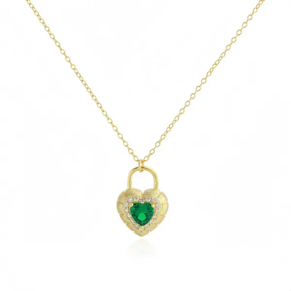 Wholesale Heart Shape Pendant Necklace In 925 Sterling Silver For Women With May Birthstone Emerald, Perfect For Party
