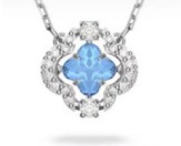Smart four-leaf clover white gold and blue necklace