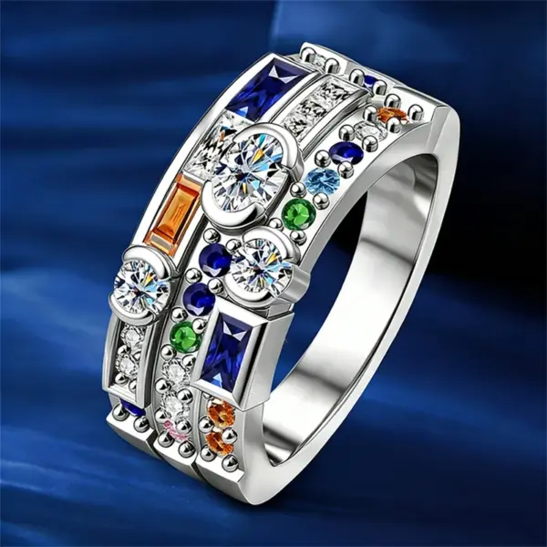 Wholesale Geometric Women’s Ring In Copper With White K Water Plating, Claw Setting Featuring Zircon Inlay