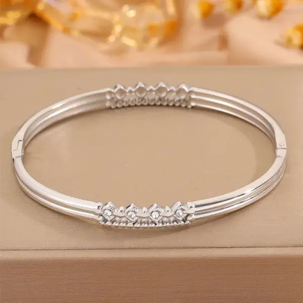 Wholesale Solid Color Roman Style Bangle For Olympic Games, Made Of 304 Stainless Steel With 18K Real Gold Plated And Rhinestones Inlay