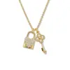 Wholesale Asymmetrical Key Necklace For Women In 304 Stainless Steel With 18K Real Gold Plated PVD Coating And Rhinestone Inlay On Cable Chain