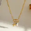 Wholesale Sun Pendant Necklace For Women In 304 Stainless Steel With 18K Gold PVD Coating And Zircon Inlay, Side Chain