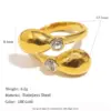 Wholesale PVD Coated Real Gold Plated Geometric 304 Stainless Steel IG Style Elegant Retro Waterproof Non Tarnish Open Rings