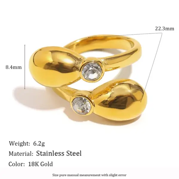 Wholesale PVD Coated Real Gold Plated Geometric 304 Stainless Steel IG Style Elegant Retro Waterproof Non Tarnish Open Rings