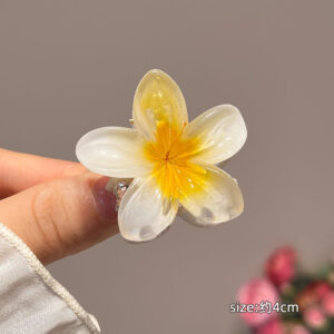 21#Small plumeria clip-yellow 4cm