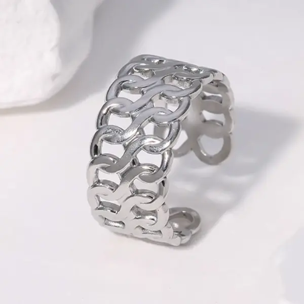 Wholesale 304 Stainless Steel 18K Gold Plated Lady Plating C Shape Open Rings