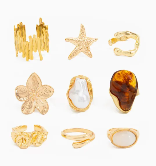 Wholesale Multicolor Antique Silver Plated Open Rings For Women With 0.01µm Plating And Artificial Gemstones