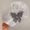 Wholesale Arrival Summer Sequin Butterfly Baseball Cap Women's Fashion Sunscreen Sunshade Hat Breathable All-match Korean Style Street Dance Cap