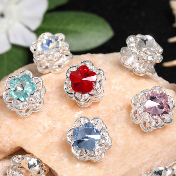 oly-1ef4d3660df25fc5efa0124c626c0b7a Wholesale Heavy industry rhinestone five-petal flower diy beads double-sided hollow flower alloy beaded mobile phone chain necklace accessories