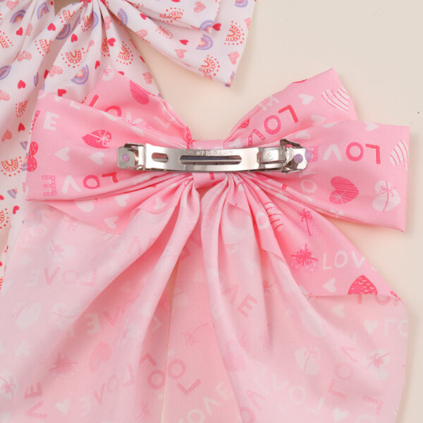 Wholesale valentine's day bow ribbon spring clip heart-shaped red lip printing hair clip hair accessories