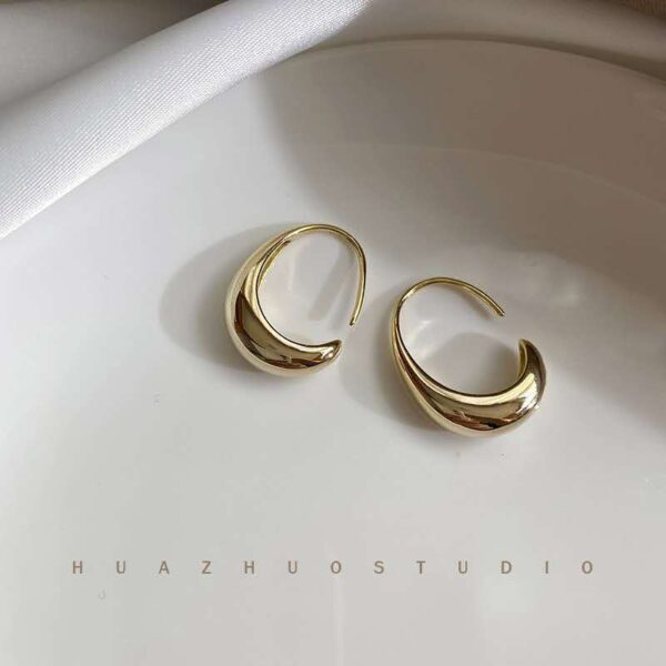 Wholesale Personalized Simple Glow Surface Cool Ear Ring South Korea Elegant Internet Popular Fashion Light Luxury Design Sense Small Earrings for Women