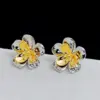 Wholesale Bohemia Style Floral Ear Cuff Women S925 Silver Needle Fashion Contrast Color Simple Design Earring Bohemian Print Copper Material