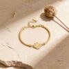 Wholesale Titanium steel four-leaf clover bracelet, vintage half-bangle bracelet