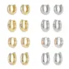 Wholesale Geometric Copper Earrings For Women With 14K Real Gold Plating And Zircon Inlay