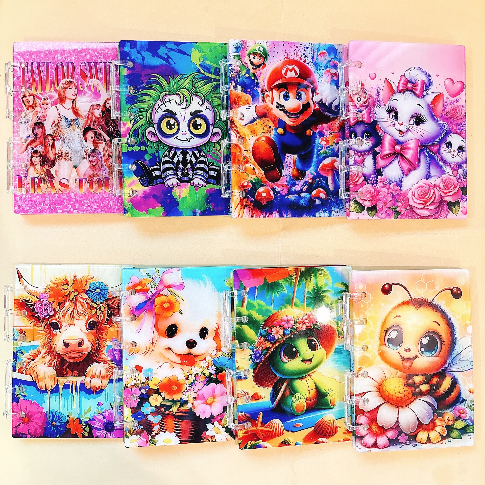 Wholesale Acrylic Notebook Cross-border TK Explosions Loose-leaf A7A5 Highland Cow Mary Cat Taylor Mario Animal