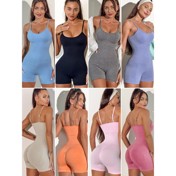oly-1f426578974f671a1e3cbe449ee2215b Wholesale Style Sling All-In-One Yoga Wear Seamless Slim Peach Hip Sports Fitness Jumpsuit Shorts