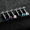 Wholesale Fashion Geometric Stainless Steel Inlaid Zircon Lip Stud 1 Piece