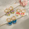 Wholesale PVD Coated Real Gold Plated 18K Gold Butterfly 304 Stainless Steel Modern Style Pastoral Waterproof Non Tarnish Drop Earrings