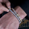 Wholesale explosions tennis chain zircon bracelet tide brand hip-hop copper plated 18K gold men's bracelet jewelry