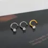 Wholesale 1 Piece Nose Rings & Studs Simple Style Classic Round Square Pure Titanium Alloy Zircon Vacuum Plating 14K Gold Plated White
