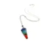 Wholesale Natural Crystal Mosaic Hexagonal Column Pendant Necklace Wedding Ethnic Style Alloy Geometric Pattern Leaf Design For Women