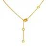 Wholesale Women's Jewelry Copper Material Geometric Design Cylinder Pendant Gold-Plated Imitation Gold Water-Plated Y-Shaped Necklace Gold