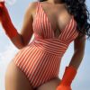 oly-1faa0ee3fb338c7347146806c19fe318 Wholesale One-piece Swimsuit Deep V-neck Striped Briefs Classic