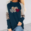 Wholesale spring women's clothing Valentine's Day long sleeve stitching casual T-shirt round neck loose top