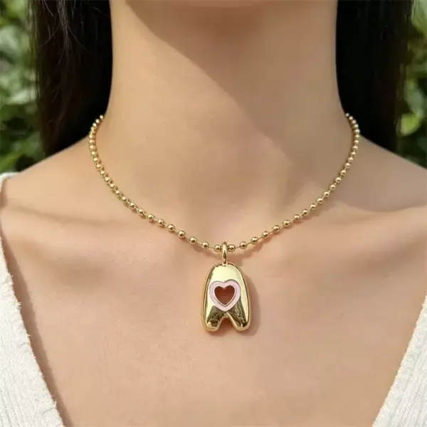 Wholesale Electroplated Letter Pendant Necklace For Women With 18K Real Gold Plated Copper And PVD Coated Finish, Featuring A Beaded Chain